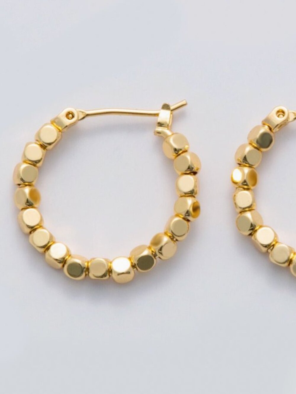 24K Gold Filled 22.5mm Cube Bead Latch Hoop Earrings